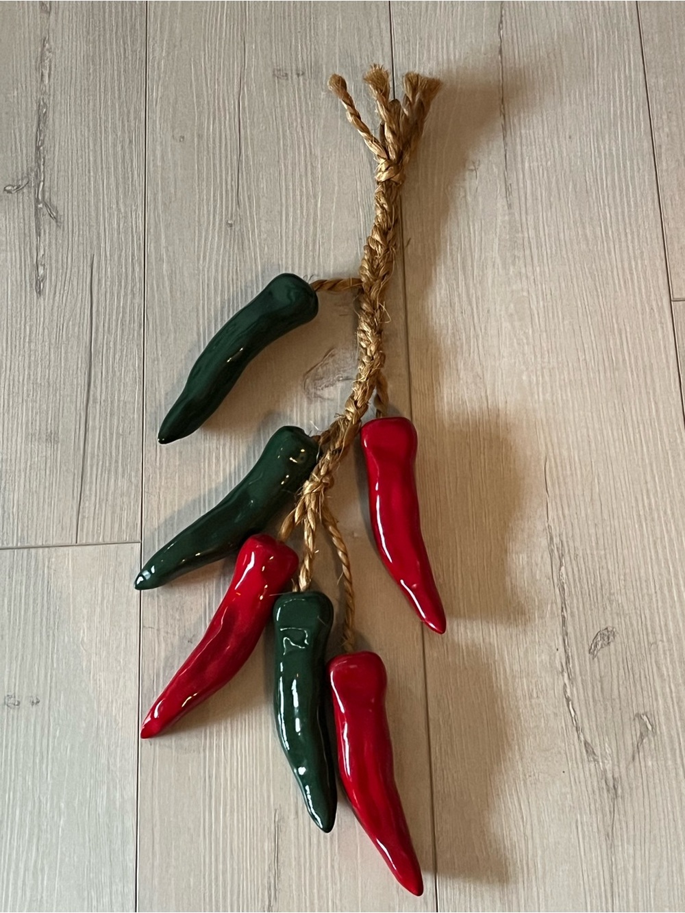 Decorative Ceramic Chili Pepper Hanging - Red & Green